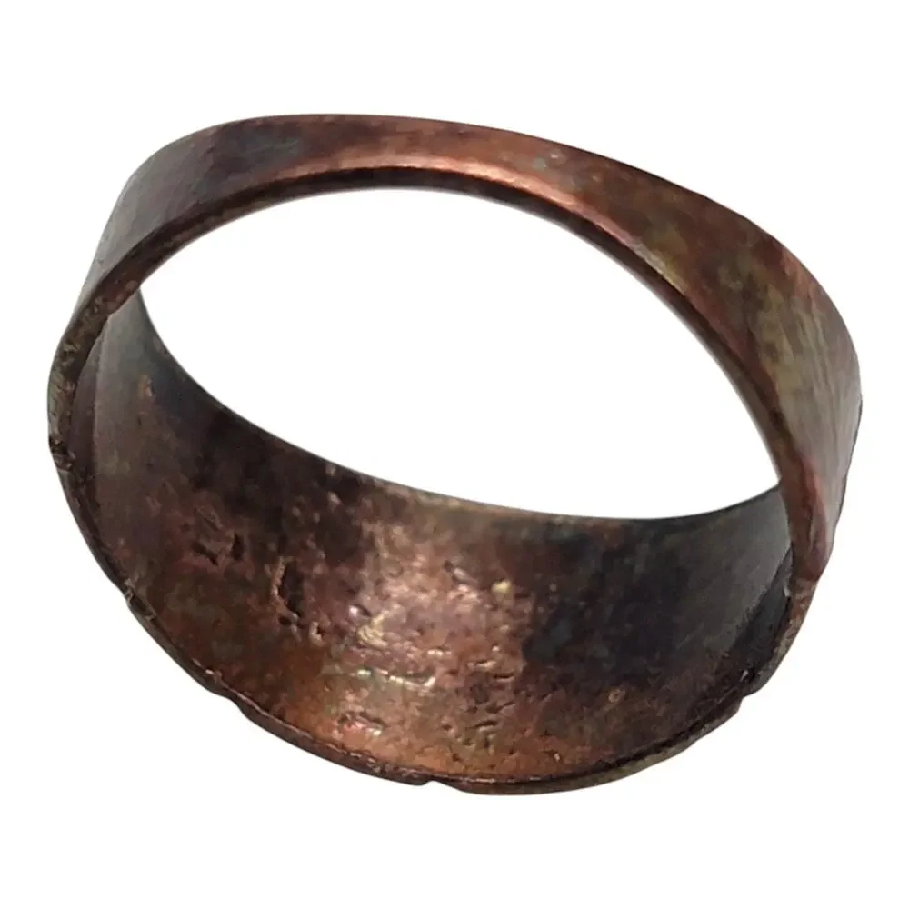 Vintage Brutalist Copper Bronze Ring Band Textured Modernist Studio Size 8